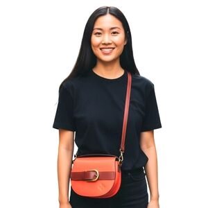 Patricia Nash Coral and Brown Crossbody Bag